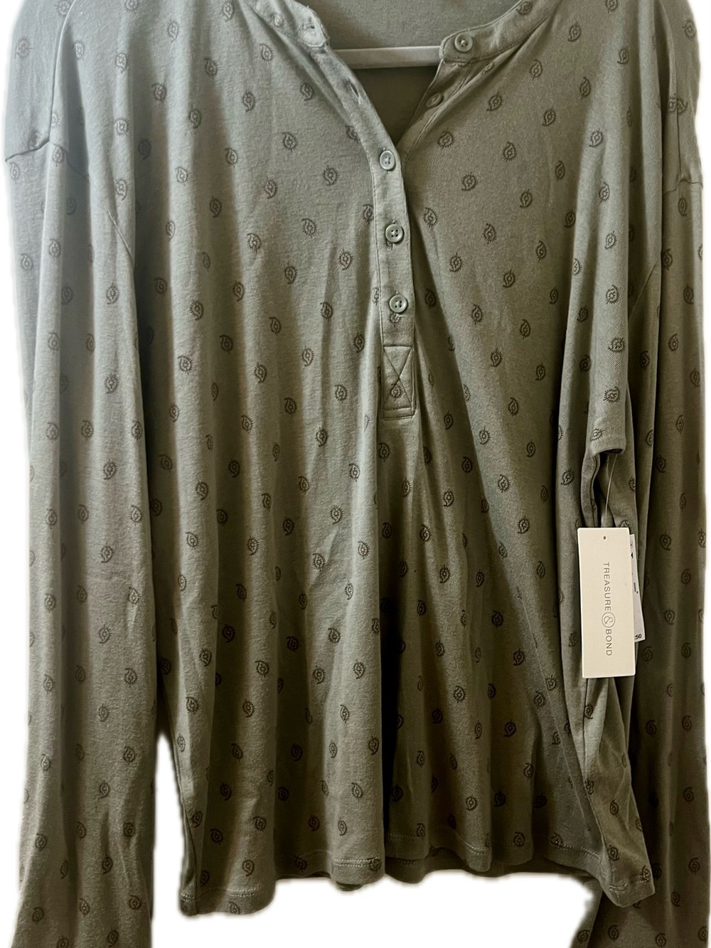 TREASURE & BOND Olive Green Long-Sleeve Henley blouse